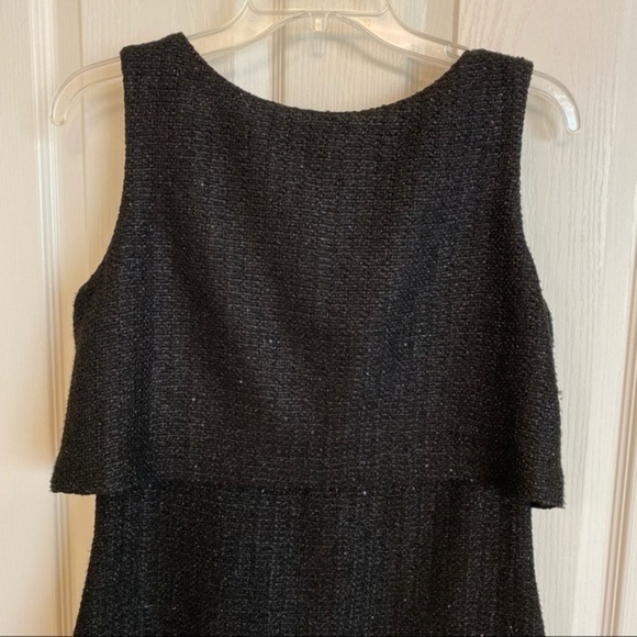 ST. JOHN Metallic Tweed Sleeveless Midi Dress in Black Size 10 - Picture 6 of 10